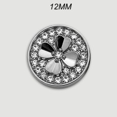 12mm snap button clover  metal rhinestone