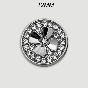 12mm snap button clover  metal rhinestone