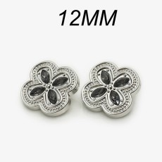 12mm snap button clover  metal rhinestone