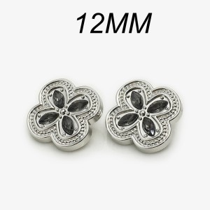 12mm snap button clover  metal rhinestone