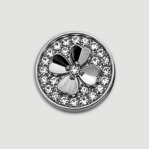 20mm snap button clover  metal rhinestone
