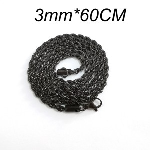 Black Stainless steel chain 3MM*60CM Color preserving electroplated titanium steel chain