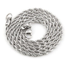 Silvery Stainless steel Fried Dough Twists chain Color preserving electroplated titanium steel chain