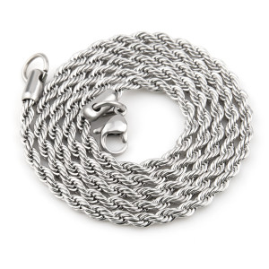 Silvery Stainless steel Fried Dough Twists chain Color preserving electroplated titanium steel chain