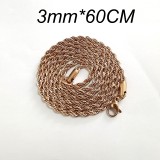 Rose gold Stainless steel chain 3MM*60CM Color preserving electroplated titanium steel chain