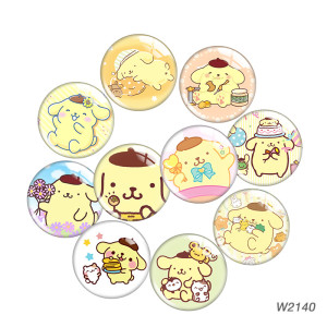 20MM 10pcs/lot  dog cartoon Print glass snap button charms