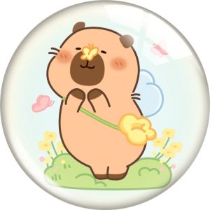 20MM 10pcs/lot Little Bear cartoon Print glass snap button charms