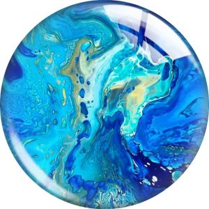 20MM 10pcs/lot  blue stone cartoon Print glass snap button charms