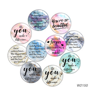 20MM 10pcs/lot  you make a difference Print glass snap button charms