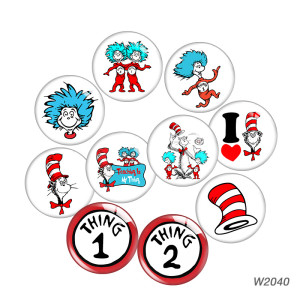 20MM 10pcs/lot  cartoon Print glass snap button charms
