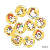 20MM 10pcs/lot swan cartoon Print glass snap button charms