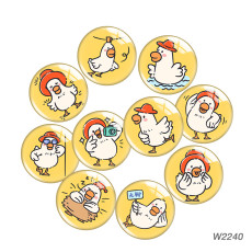20MM 10pcs/lot swan cartoon Print glass snap button charms