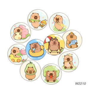 20MM 10pcs/lot Little Bear cartoon Print glass snap button charms