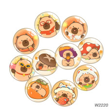 20MM 10pcs/lot Little Bear cartoon Print glass snap button charms