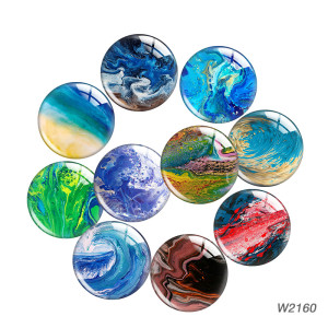 20MM 10pcs/lot  blue stone cartoon Print glass snap button charms