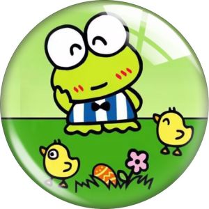 20MM 10pcs/lot Green Frog cartoon Print glass snap button charms