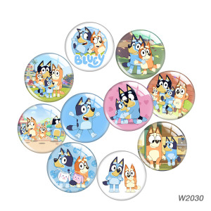 20MM 10pcs/lot dog cartoon Print glass snap button charms