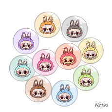 20MM 10pcs/lot labubu cartoon Print glass snap button charms