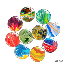 20MM 10pcs/lot  colored stone Print glass snap button charms