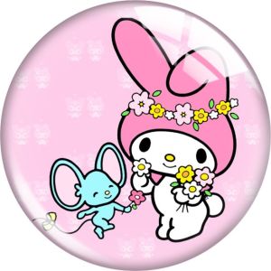 20MM 10pcs/lot PINK rabbit  cartoon Print glass snap button charms