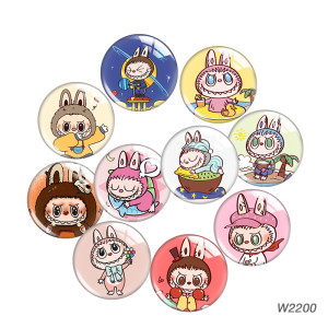 20MM 10pcs/lot labubu cartoon Print glass snap button charms