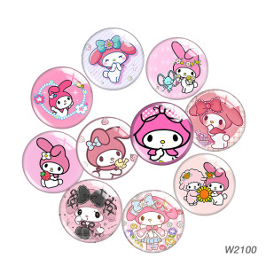 20MM 10pcs/lot PINK rabbit  cartoon Print glass snap button charms