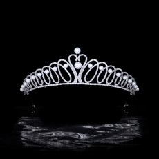 New Birthday Swan Princess Crown Pearl Zircon Crown Bridal Wedding Headpiece AAA Zircon Copper Electroplating Genuine Platinum