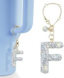 White AB Rhinestone cup pendant handle soft ceramic English letter keychain pendant
