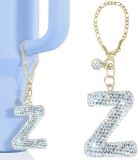White AB Rhinestone cup pendant handle soft ceramic English letter keychain pendant
