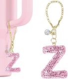 Pink Rhinestone cup pendant handle soft ceramic English letter keychain pendant