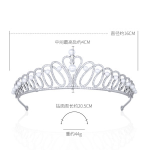 New Birthday Swan Princess Crown Pearl Zircon Crown Bridal Wedding Headpiece AAA Zircon Copper Electroplating Genuine Platinum