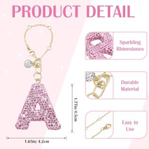 Pink Rhinestone cup pendant handle soft ceramic English letter keychain pendant