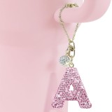 Pink Rhinestone cup pendant handle soft ceramic English letter keychain pendant