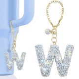 White AB Rhinestone cup pendant handle soft ceramic English letter keychain pendant
