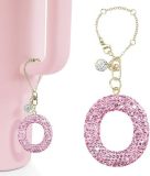 Pink Rhinestone cup pendant handle soft ceramic English letter keychain pendant