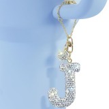 White AB Rhinestone cup pendant handle soft ceramic English letter keychain pendant
