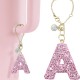 Pink Rhinestone cup pendant handle soft ceramic English letter keychain pendant