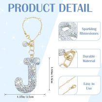 White AB Rhinestone cup pendant handle soft ceramic English letter keychain pendant