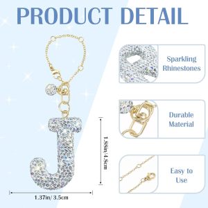 White AB Rhinestone cup pendant handle soft ceramic English letter keychain pendant