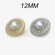 12mm snap button golden pearl metal rhinestone