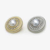 20mm snap button golden pearl metal rhinestone