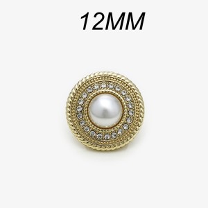 12mm snap button golden pearl metal rhinestone