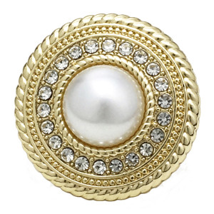 20mm snap button golden pearl metal rhinestone