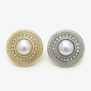 20mm snap button golden pearl metal rhinestone