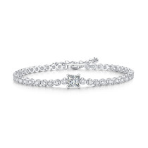 S925 silver inlaid moissanite bracelet hot selling couple bracelet