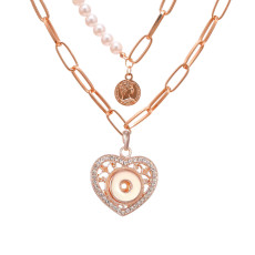 love Cross Pearl Necklace fit 20mm Snaps button jewelry wholesale