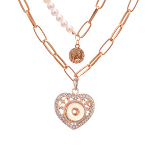 love Cross Pearl Necklace fit 20mm Snaps button jewelry wholesale