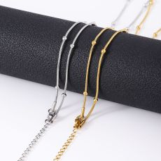 Stainless steel round snake chain plated with 18K gold snake bone chain, hot selling DIY jewelry, titanium steel necklace