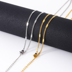 Stainless steel necklace electroplated with 18k real gold titanium steel lock chain DIY jewelry accessories