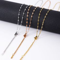 Stainless steel lip chain, bone chain, extended tail chain, women's titanium steel necklace